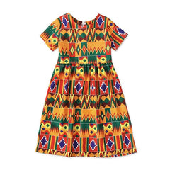 Showlu Fashion Store African Korean Style Short Sleeve Long Dress Children's Clothing