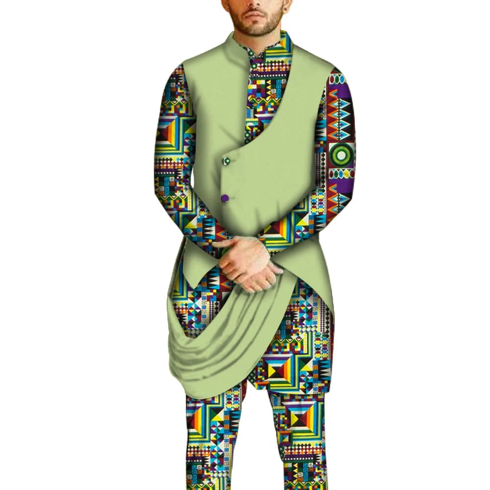African men's cotton Dashiki set with long-sleeve shirt and pants, traditional African clothing by SHOWLU FASHION STORE
