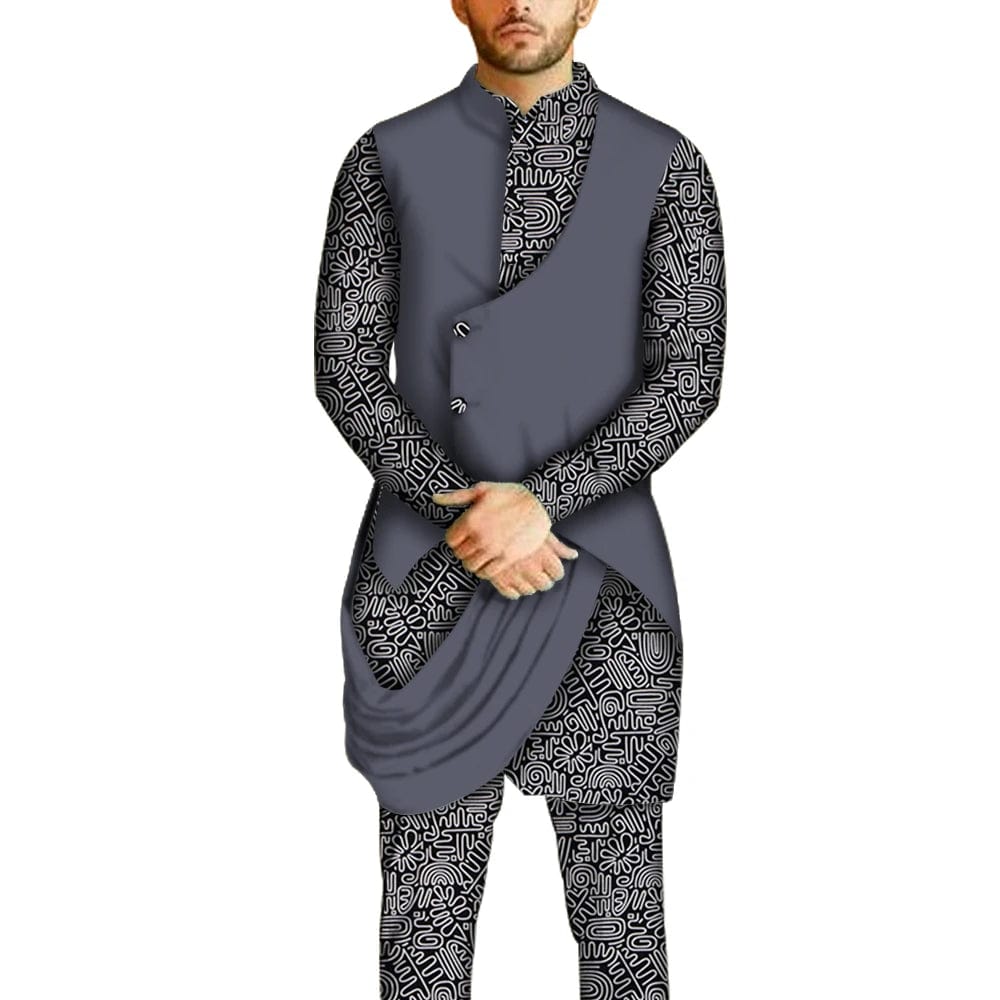 African men's dashiki set by SHOWLU FASHION STORE featuring a 100% cotton long-sleeve dashiki shirt and matching pants.
