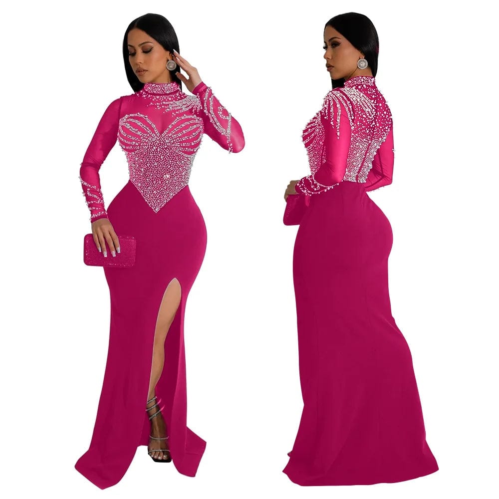 Showlu Fashion Store African Party Evening Dresses for Women Spring   Sexy African Long Sleeve O-neck Bodycon Dress Dashiki African Clothing S-2XL