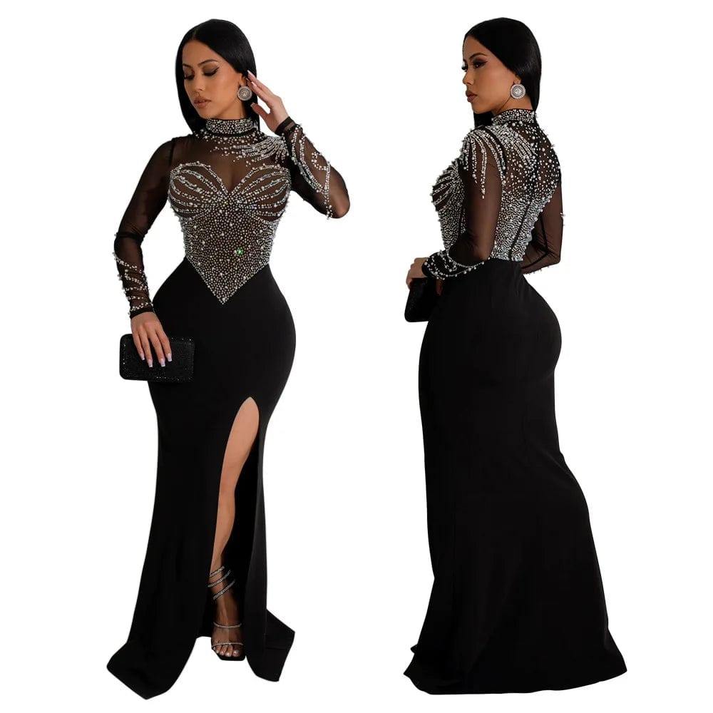 Showlu Fashion Store African Party Evening Dresses for Women Spring   Sexy African Long Sleeve O-neck Bodycon Dress Dashiki African Clothing S-2XL