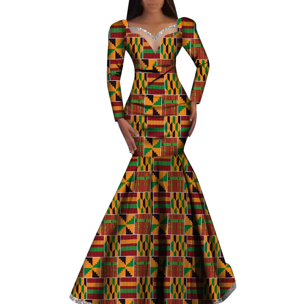 SHOWLU FASHION STORE African Women's dress Nigerian Plus Size Traditional Ankara Ladies Elegant Robe Dashiki Female formal long dresses Party Wedding