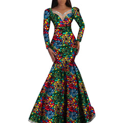 SHOWLU FASHION STORE African Women's dress Nigerian Plus Size Traditional Ankara Ladies Elegant Robe Dashiki Female formal long dresses Party Wedding