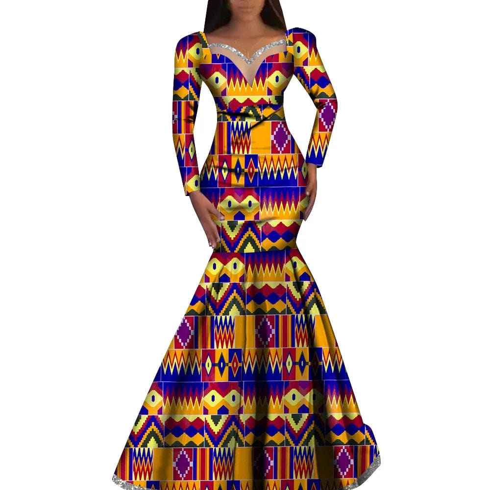 SHOWLU FASHION STORE African Women's dress Nigerian Plus Size Traditional Ankara Ladies Elegant Robe Dashiki Female formal long dresses Party Wedding