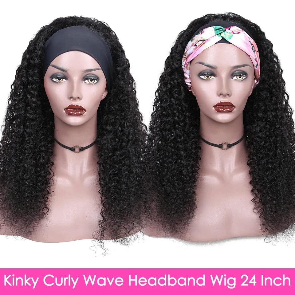 SHOWLU FASHION STORE Aircabin Kinky Curly Wigs Headband Wig Human Hair Full Machine Made Malaysian Remy Hair Wigs For Women 180% Density Curly Wigs