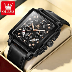 SHOWLU FASHION STORE all black / CHINA OLEVS Top Brand Male Watches Square Quartz Watch Watch For Men Waterproof Leather Strap Sport Clock Male Relogio Masculino