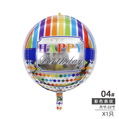  Showlu Fashion Store Aluminum film ball-Color Stripes Panparty Birthday Bounce Ball Printed Ball Font Cartoon Transparent Ball Party Balloon Birthday Party Hundred Days Young Adult Heart