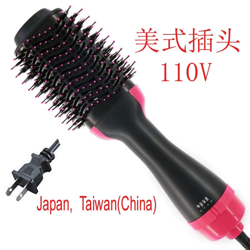 Showlu Fashion Store American 110V 4 In1 Hair Dryer Brush Curler Straightener Anion Puffy Hot Air Comb