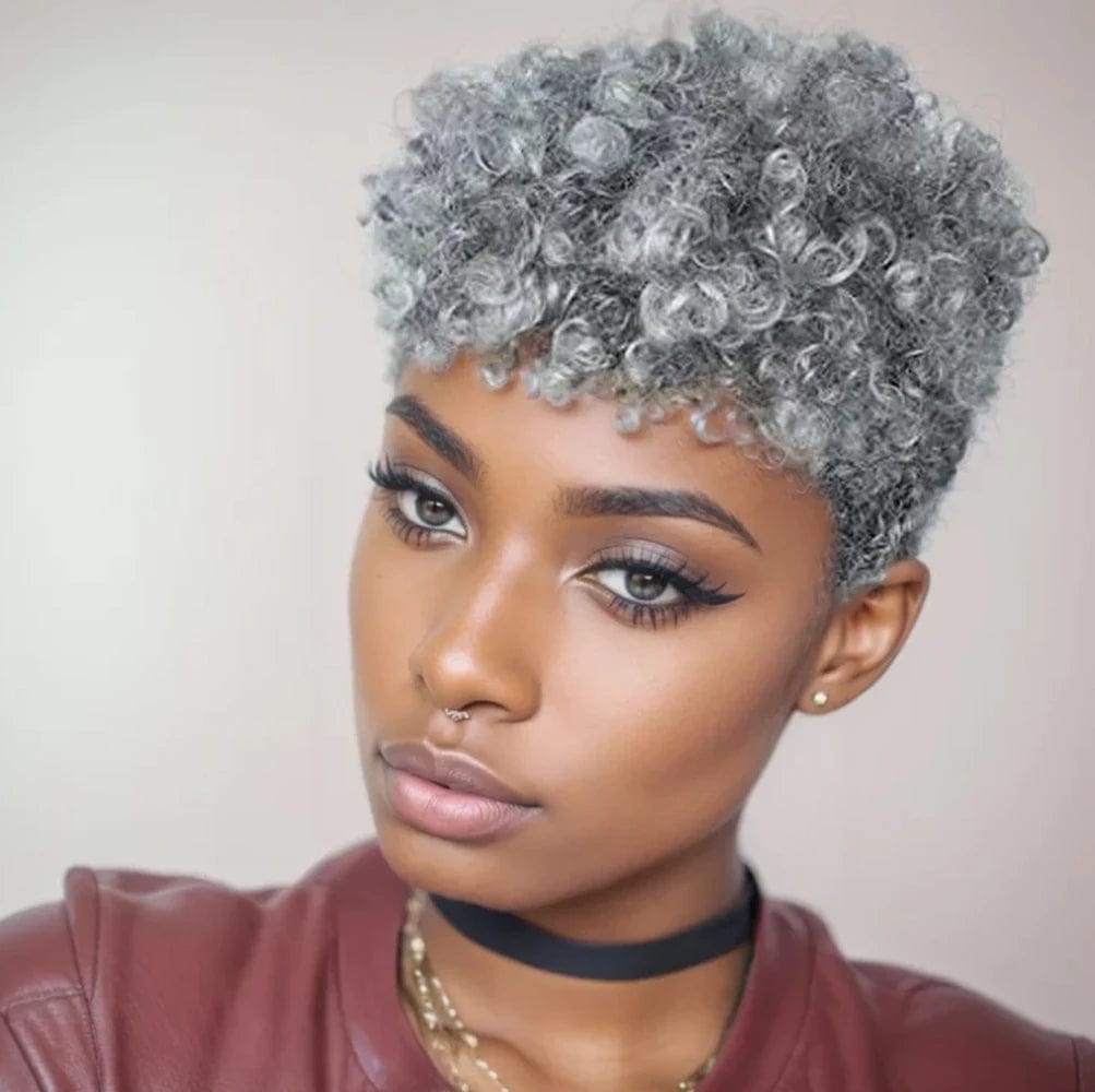 SHOWLU FASHION STORE AP-9183 / CHINA Nicelatus Short Afro Curly Wigs for Black Women Short Pixie Cut Afro Curly Wigs for Women Short Curly Hairstyles Wigs