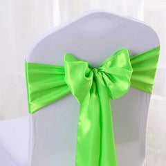  Showlu Fashion Store APPLE GREEN / 15x270 cm Satin Chair Sash Wedding Decoration Bow Tie Band Birthday Party Hotel Show Nice Design Shiny Colour