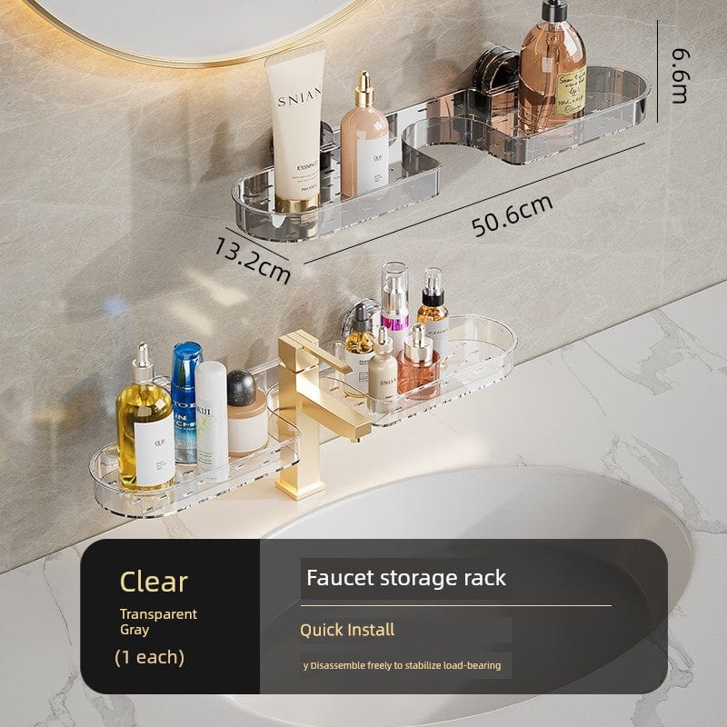 SHOWLU FASHION STORE Arc [1 each] color mixing Wall-Mounted Punch-Free Sink Mirror Drain Rack Suction Cup