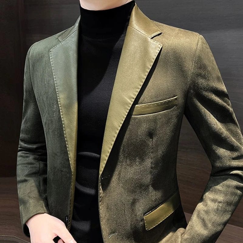 SHOWLU FASHION STORE Army Green Coat / 4XL Single Breasted Splicing New In Jacket for Men Vintage Coats Luxury Designer High Quality Spring Clothes Man Suits and Blazers