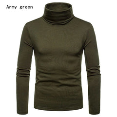 SHOWLU FASHION STORE army green / XL Autumn Winter Mens Turtleneck Sweaters Casual Thermal Long Sleeve Slim Fit Pullovers Stretch Basic Tops Sweatshirt Jumper TShirt