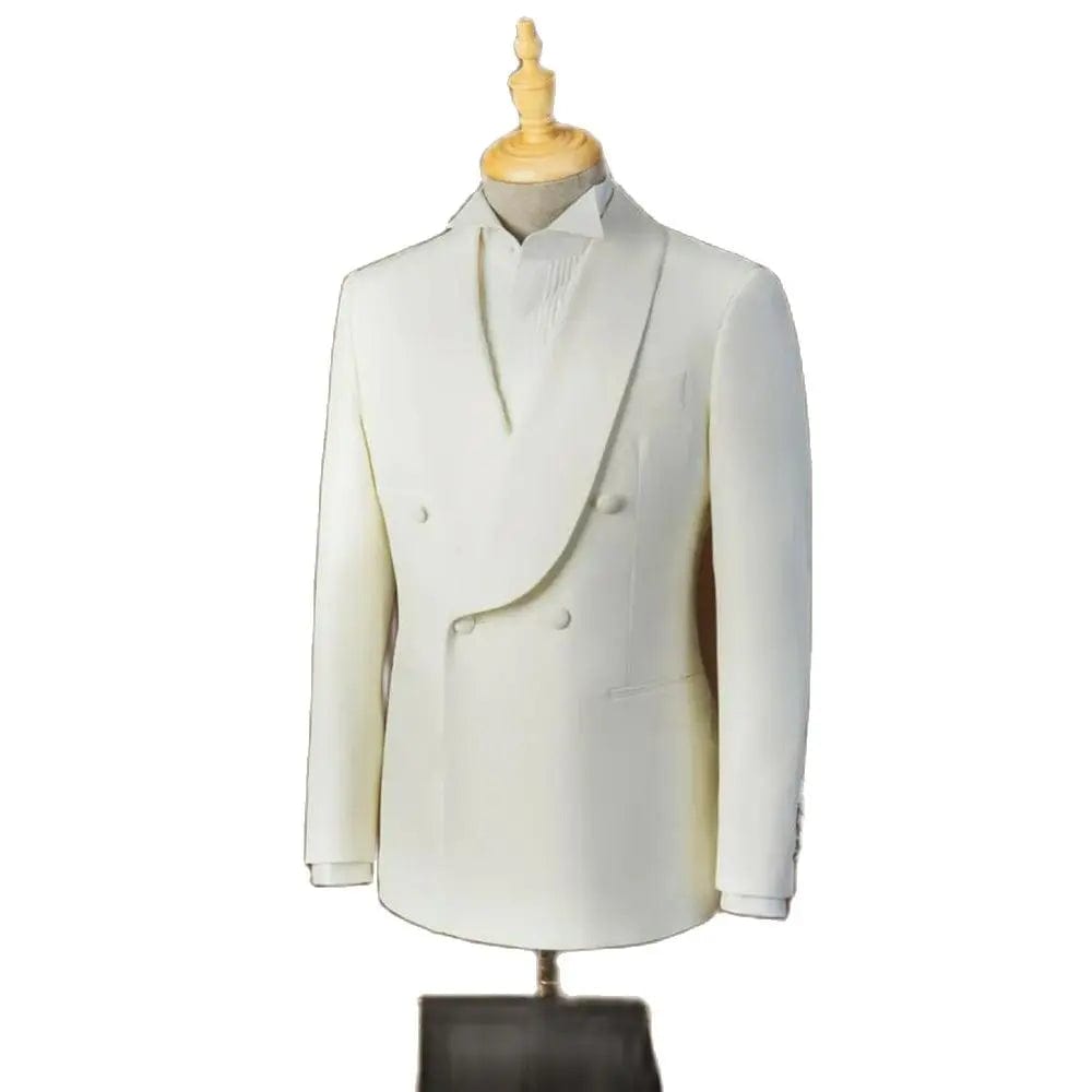 SHOWLU FASHION STORE as picture / XS(US34)(EU44) Two Piece Suit The Rounded Radians and Lines of the Shawl Collar Pure White Double Breasted Dress Stage Costume Men's Jackets