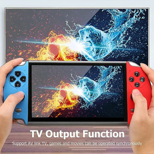  Showlu Fashion Store as shown X7 Handheld Game Console 4.3-Inch Screen Game Console Built In 10000+ Games Rechargeable Video Game Console For Kids Men Women