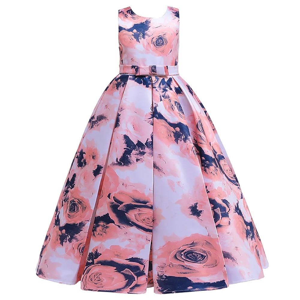 Showlu Fashion Store as the picture 1 / 5 Teens Girls Dresses 5-14 Years old Children Dress Easter Carniva Rose Flower Kids Dress For Girls Vestidos Party Princess Dress