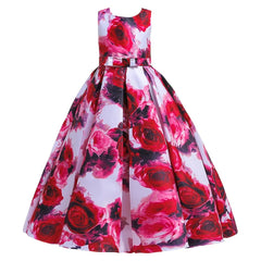 Showlu Fashion Store as the picture 2 / 5 Teens Girls Dresses 5-14 Years old Children Dress Easter Carniva Rose Flower Kids Dress For Girls Vestidos Party Princess Dress