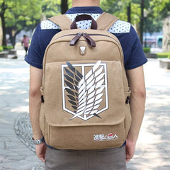 Showlu Fashion Store Attack On Titan Backpacks For Men Anime School Bag For Teenagers Canvas Laptop Back Pack Rucksack Attack Of The Titans Backpack