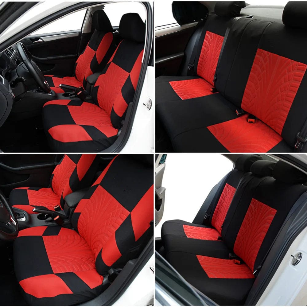 Showlu Fashion Store ATZQOU Embroidery Car Seat Covers Set Polyester Universal Fit Most Cars Truck SUV Van Front Rear Protector