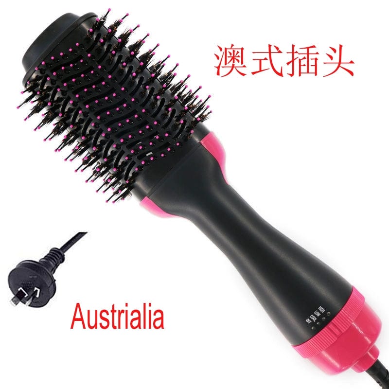 Showlu Fashion Store Australian Plug 4 In1 Hair Dryer Brush Curler Straightener Anion Puffy Hot Air Comb