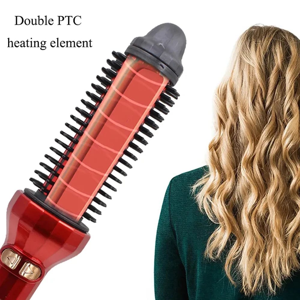 Showlu Fashion Store Automatic Rotating Electric Hair Brushes 2 in 1 Straightening and Curling Ionic Hot Comb Ceramics Fast Heating Anti -scalding