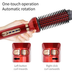 Showlu Fashion Store Automatic Rotating Electric Hair Brushes 2 in 1 Straightening and Curling Ionic Hot Comb Ceramics Fast Heating Anti -scalding