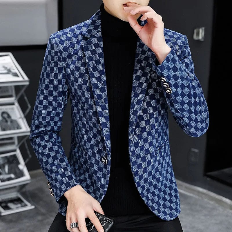 SHOWLU FASHION STORE Autumn Winter Mens Suit Jacket New Luxury Fashion Personality Suit Fit Leisure Comfort Classic Plaid British Fashion Blazer Coat