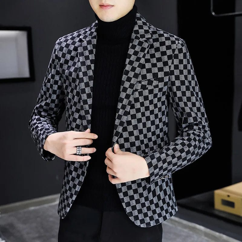 SHOWLU FASHION STORE Autumn Winter Mens Suit Jacket New Luxury Fashion Personality Suit Fit Leisure Comfort Classic Plaid British Fashion Blazer Coat