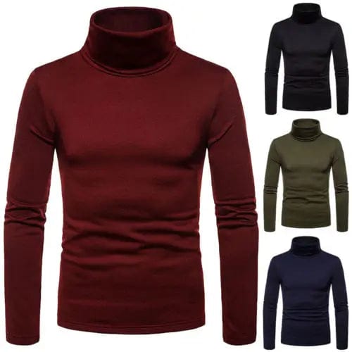 SHOWLU FASHION STORE Autumn Winter Mens Turtleneck Sweaters Casual Thermal Long Sleeve Slim Fit Pullovers Stretch Basic Tops Sweatshirt Jumper TShirt