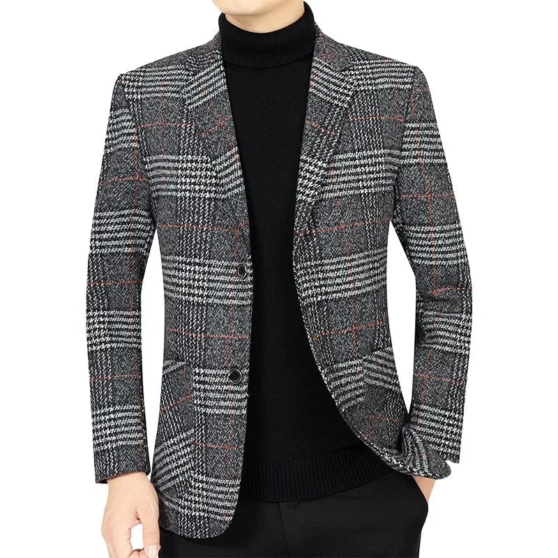  Showlu Fashion Store B / 4XL  Asia Size Men Plaid Blazers Jackets New Spring Autumn Business Casual Suits Jackets Coats Male Formal Wear Slim Fit Blazers Size 4XL