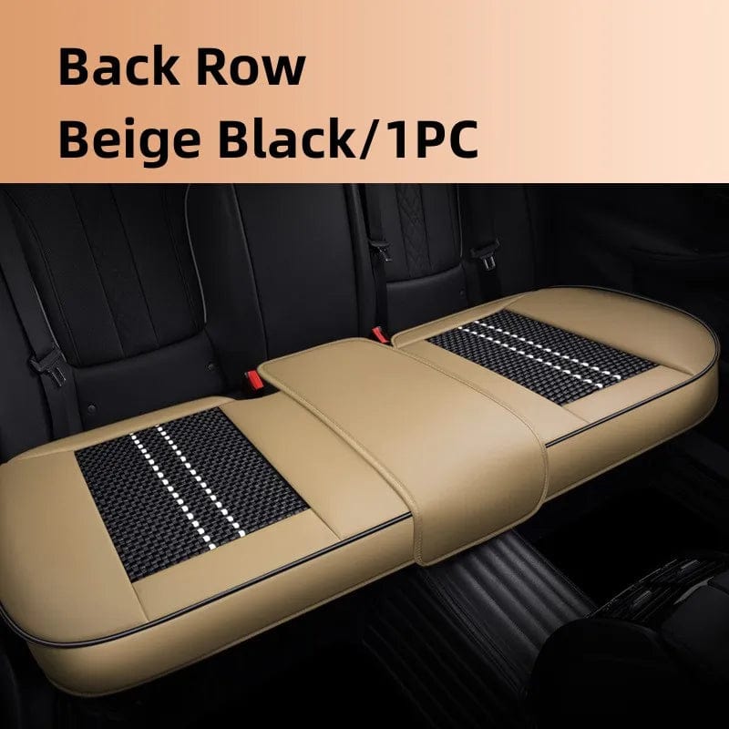 Showlu Fashion Store B-Beige Black 1PC Car Seat Protector Cover Breathable PU Leather Driver Seat Non-slip Cushion Universal Size Luxury Car Interior Seat Mat Decorate