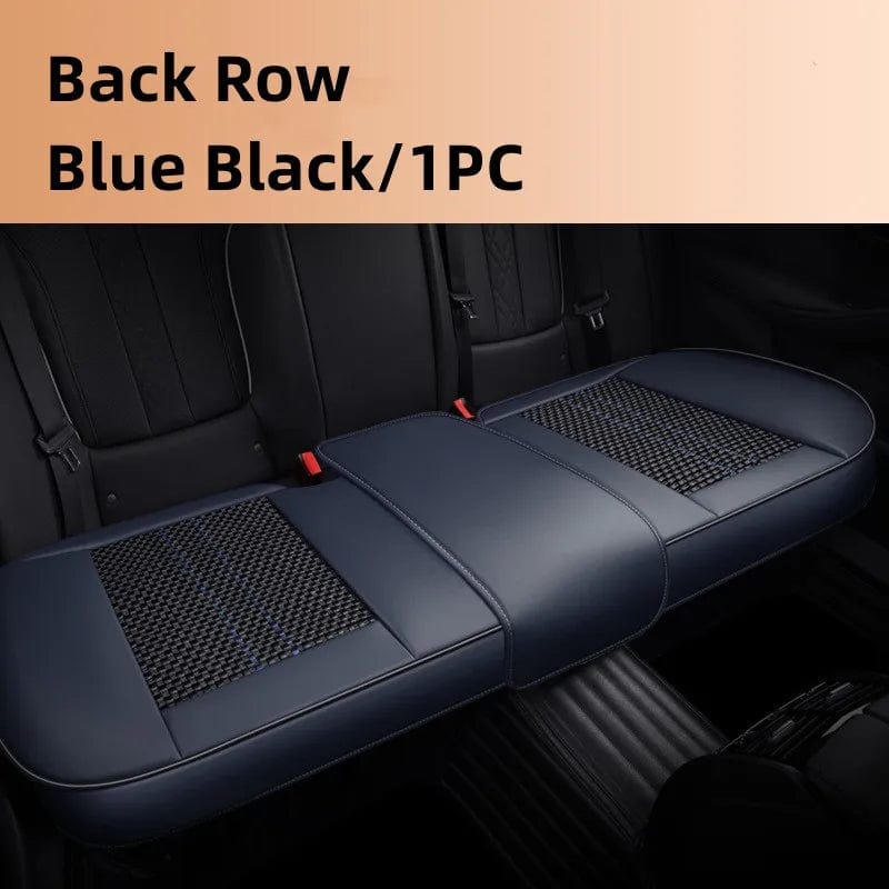 Showlu Fashion Store B-Blue Black 1PC Car Seat Protector Cover Breathable PU Leather Driver Seat Non-slip Cushion Universal Size Luxury Car Interior Seat Mat Decorate