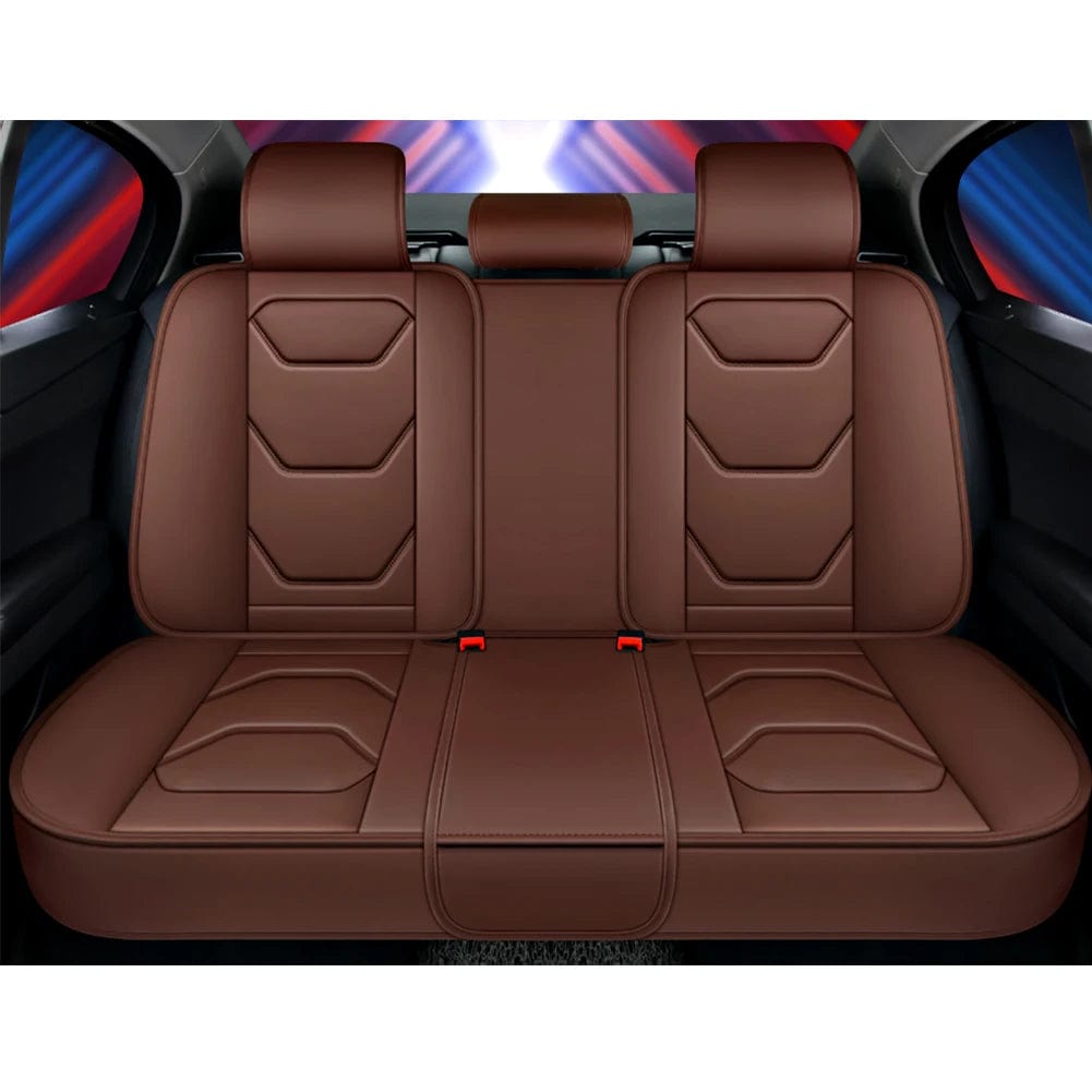  Showlu Fashion Store B-Coffee Universal Car Front Seat Covers PU Leather Seats Cover Waterproof Non-slip Seat Cushion Cover Luxury Upgrade for Auto Truck SUV