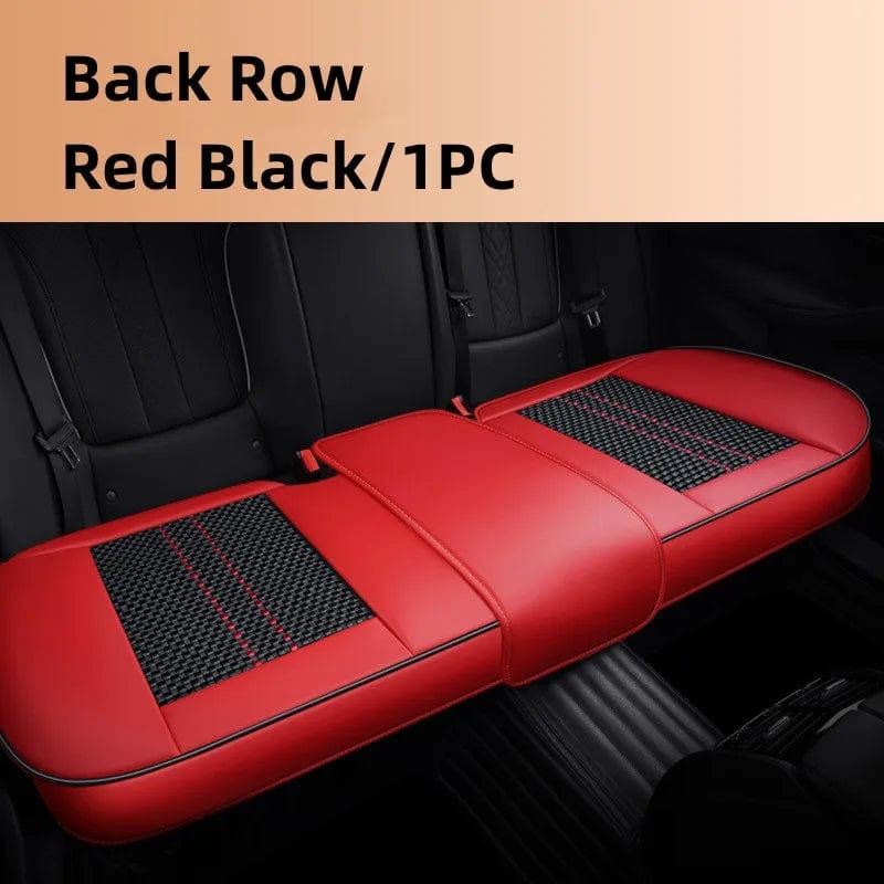 Showlu Fashion Store B-Red Black 1PC Car Seat Protector Cover Breathable PU Leather Driver Seat Non-slip Cushion Universal Size Luxury Car Interior Seat Mat Decorate