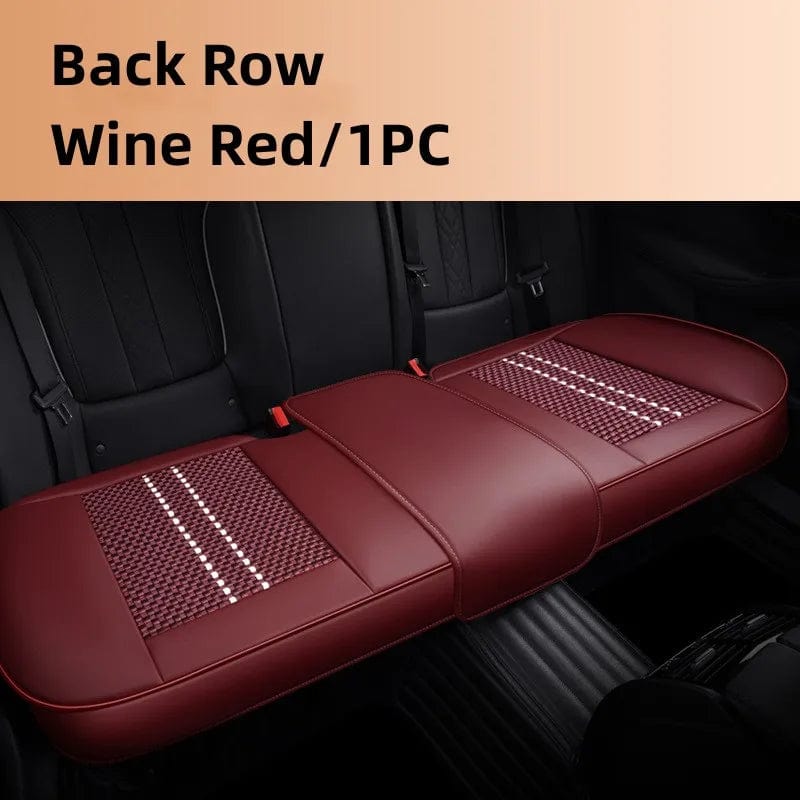 Showlu Fashion Store B-Wine Red 1PC Car Seat Protector Cover Breathable PU Leather Driver Seat Non-slip Cushion Universal Size Luxury Car Interior Seat Mat Decorate