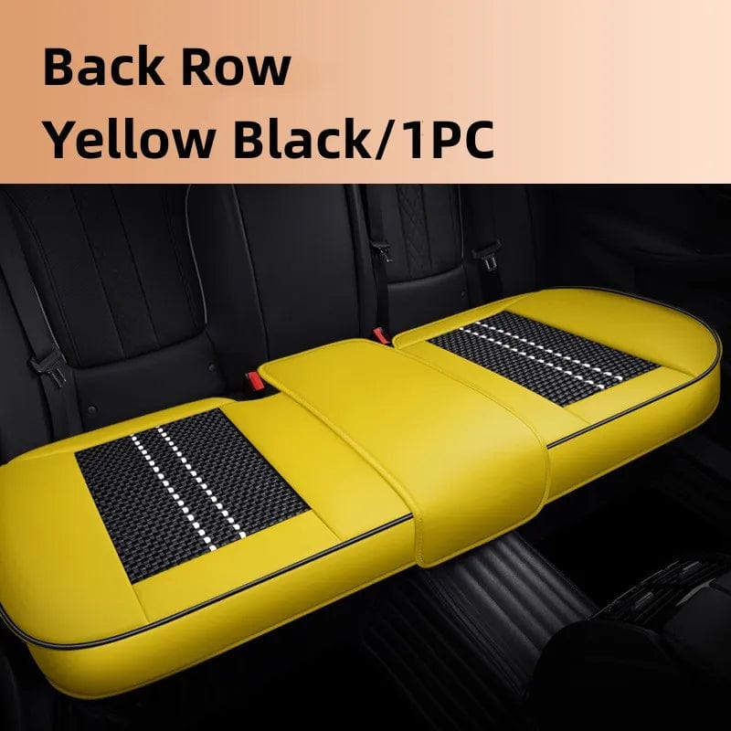 Showlu Fashion Store B-Yellow Black 1PC Car Seat Protector Cover Breathable PU Leather Driver Seat Non-slip Cushion Universal Size Luxury Car Interior Seat Mat Decorate