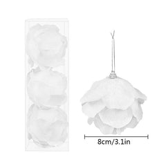 Showlu Fashion Store B02 / 8cm 3pcs/Box Christmas Tree Ornaments White Glitter Petal Shape Balls Foam Snow Ball Christmas Pendants New Year Home Hanging Decor