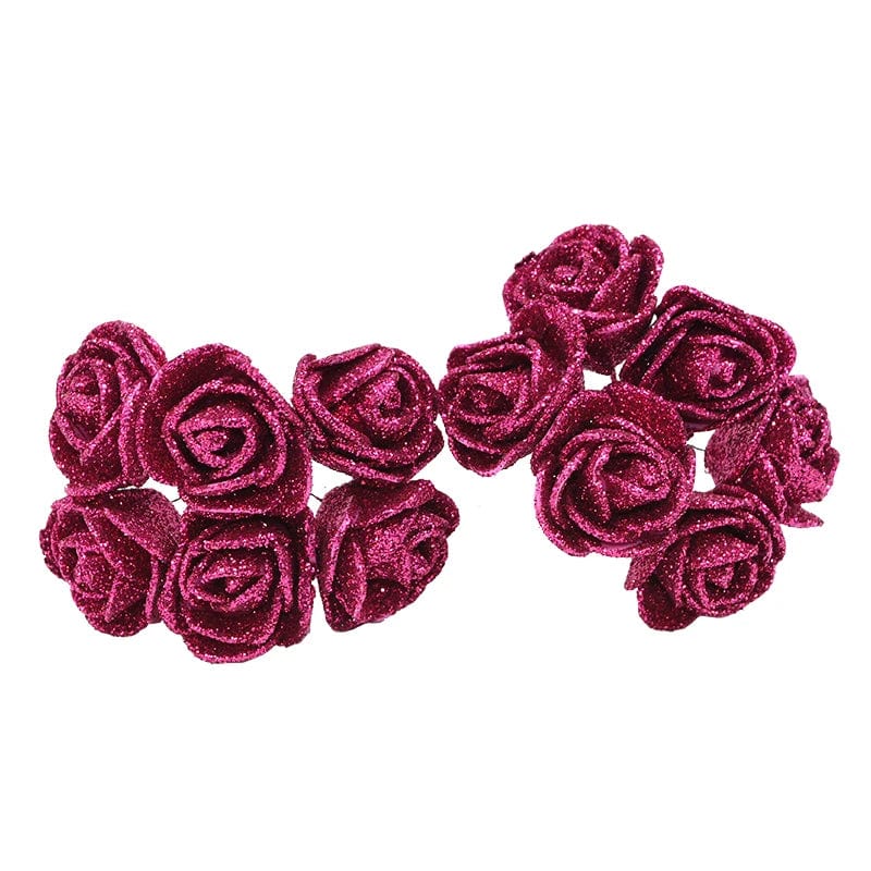 Showlu Fashion Store B04 / 35mm 72pcs/lot 3.5cm Gold Silver Glitter Foam Rose Artificial Flowers for Wedding Decoration Gift Box Decorative Wreath Bouquet