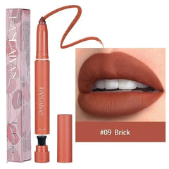  Showlu Fashion Store B09 Nude Brown Lipliner Pen Waterproof Sexy Red Matte Contour Tint Lipstick Lasting Non-stick Cup Lipliner Pen Lips Makeup Cosmetic