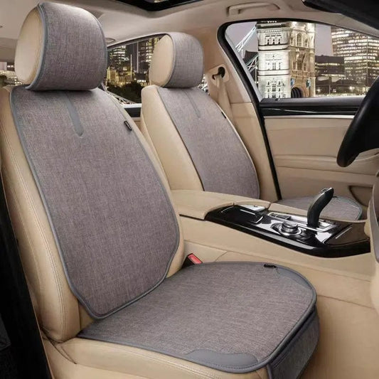  Showlu Fashion Store B1 2seat / CHINA Luxury Car Seat Covers Set Front Rear Linen PU Leather Edging Universal Car Seat Cushions  Seat Protection Covers For Car