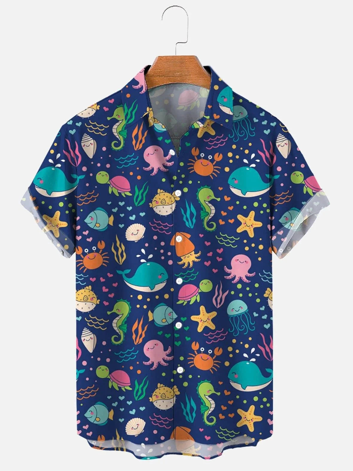 Men's Hawaiian beach shirt by SHOWLU FASHION with abstract print, short sleeves, casual streetwear style, perfect for summer.