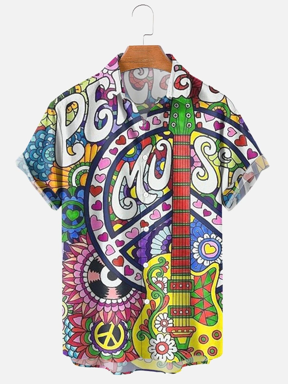 Men's Hawaiian beach shirt by SHOWLU FASHION with abstract print, short sleeves, casual streetwear style, perfect for summer.