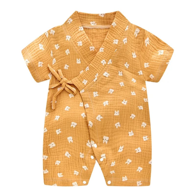 Showlu Fashion Store Baby Summer Jumpsuit Newborn Muslin Cotton Soft Shorts Sleeve Romper Girls Boys Infant Clothes 0-2 Years