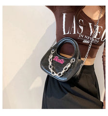 SHOWLU FASHION STORE Bag for Women New New Autumn and Winter Satchel Chain Messenger Bag Fancy Texture Sweet Cool Sexy Small Black Square Bag