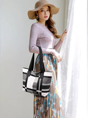 Showlu Fashion Store Bag Women's Large Capacity Korean Style Contrast Color Fashion Women's Bag