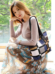 Showlu Fashion Store Bag Women's Large Capacity Korean Style Contrast Color Fashion Women's Bag