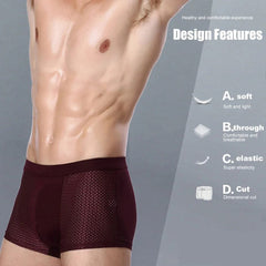 Showlu Fashion Store Bamboowear Bamboo Boxer Short Men Microfiber Boxer Briefs Underwear Compression Stretch