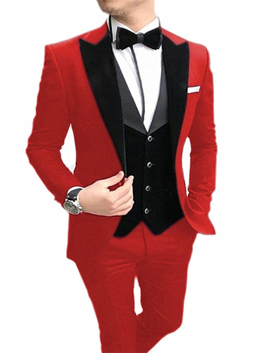 Showlu Fashion Store Banquet Dress Suit Fashion New Arrival Men Suit Three-Piece Suit Fancy Business Suit Bridegroom Wedding Suit