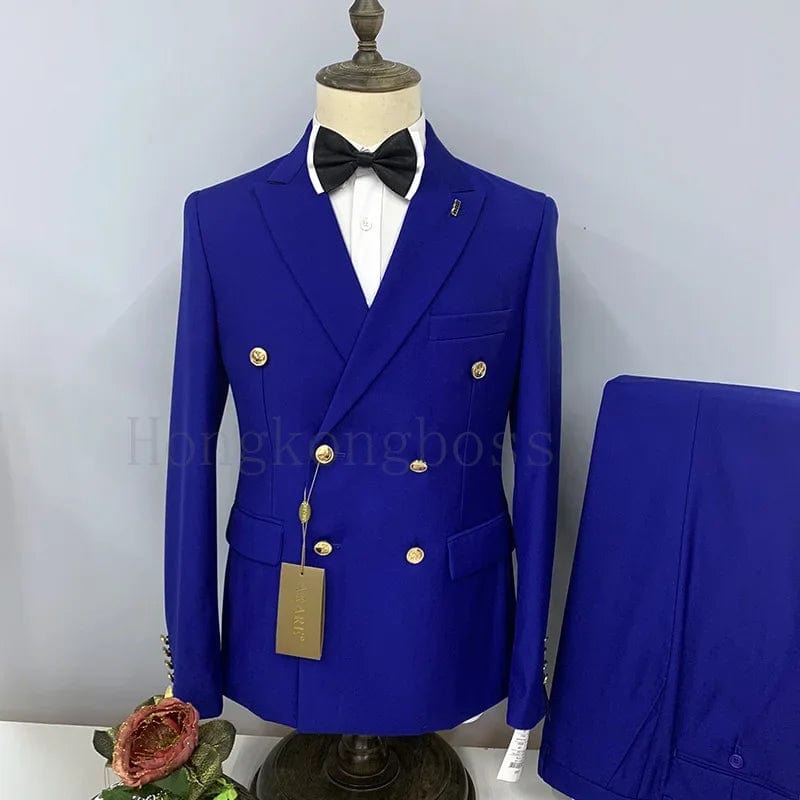 SHOWLU FASHION STORE Bao Lan / Asian 5XL is US 2XL 2 Pcs Suit Set Blazers Jacket Pants / Fashion Men Casual Business Pure Color Double Breasted Groom Wedding Formal Dress Suit