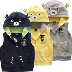 Showlu Fashion Store Bear Casual Handsome Fashion Sleeveless Spring and Autumn Children's Clothing